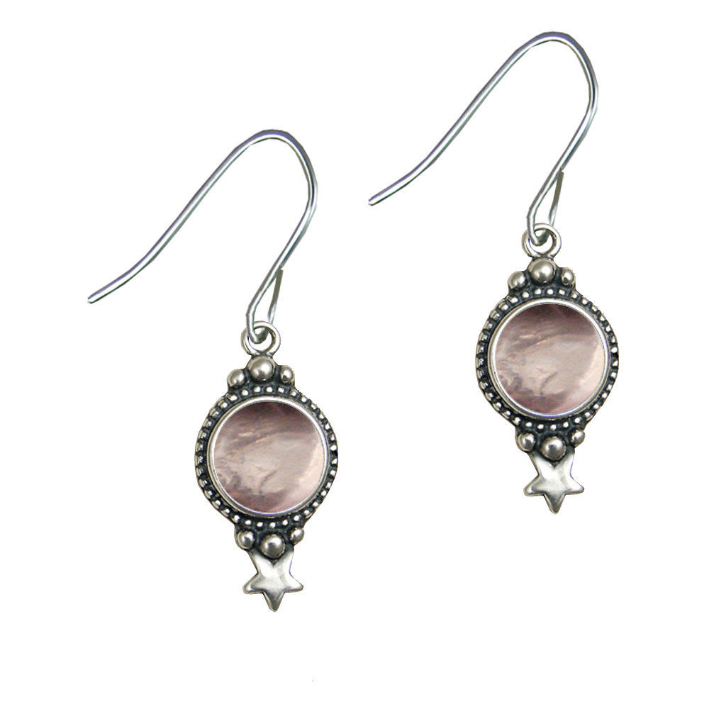 Sterling Silver Drop Dangle Earrings Rose Quartz